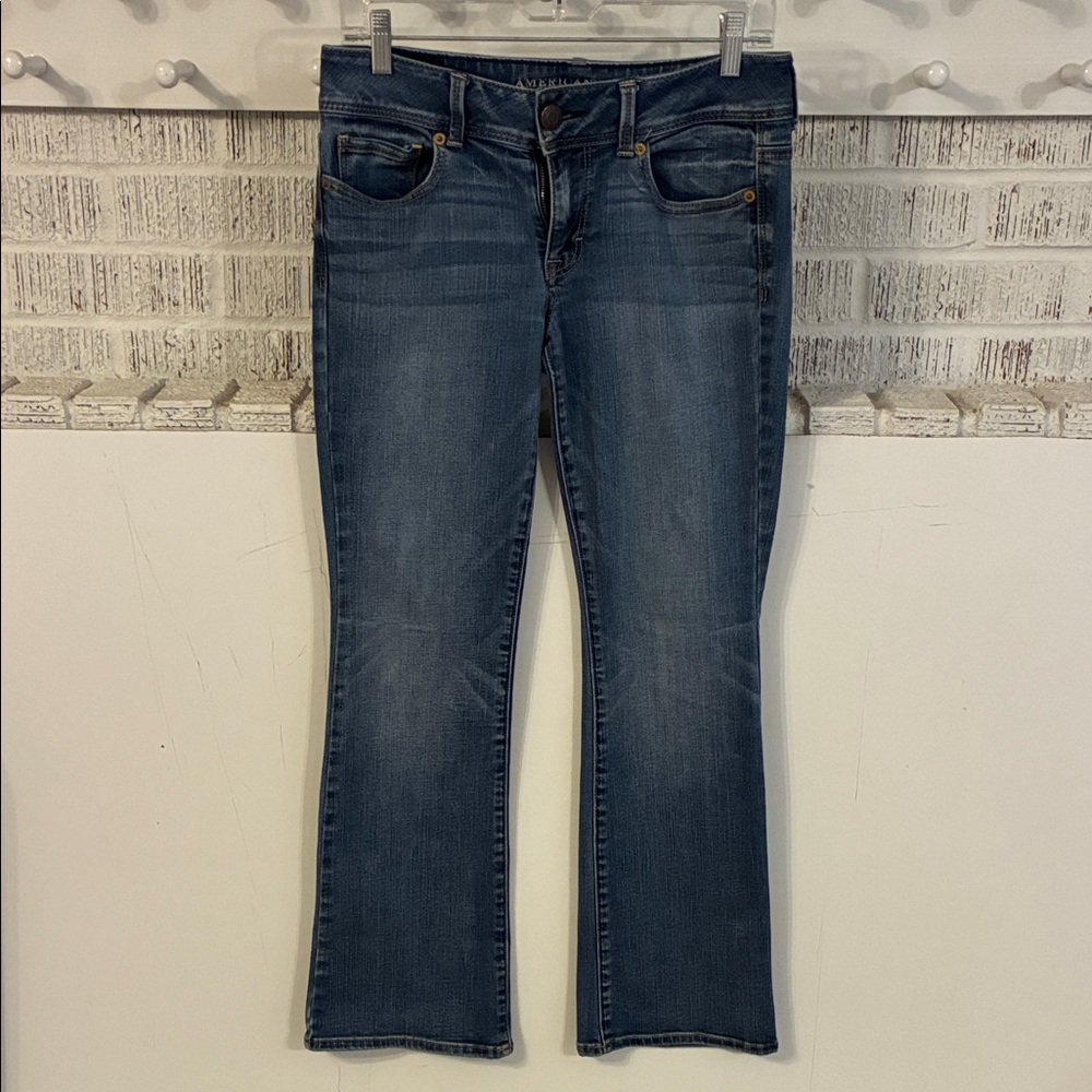American Eagle Outfitters Dark Blue Kick Cut Jeans 8 Short